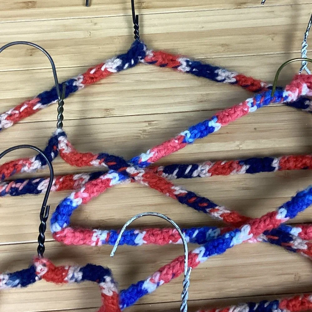 Vintage 1970s Set of 7 Crocheted Wire Hangers